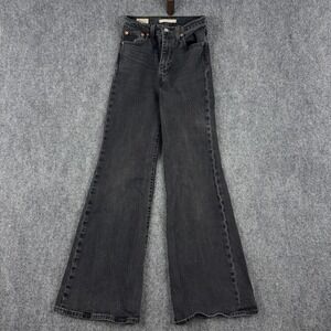 Levis BIG E Ribcage Bell Bottom Jeans Womens Size 24 Black Wash Denim
